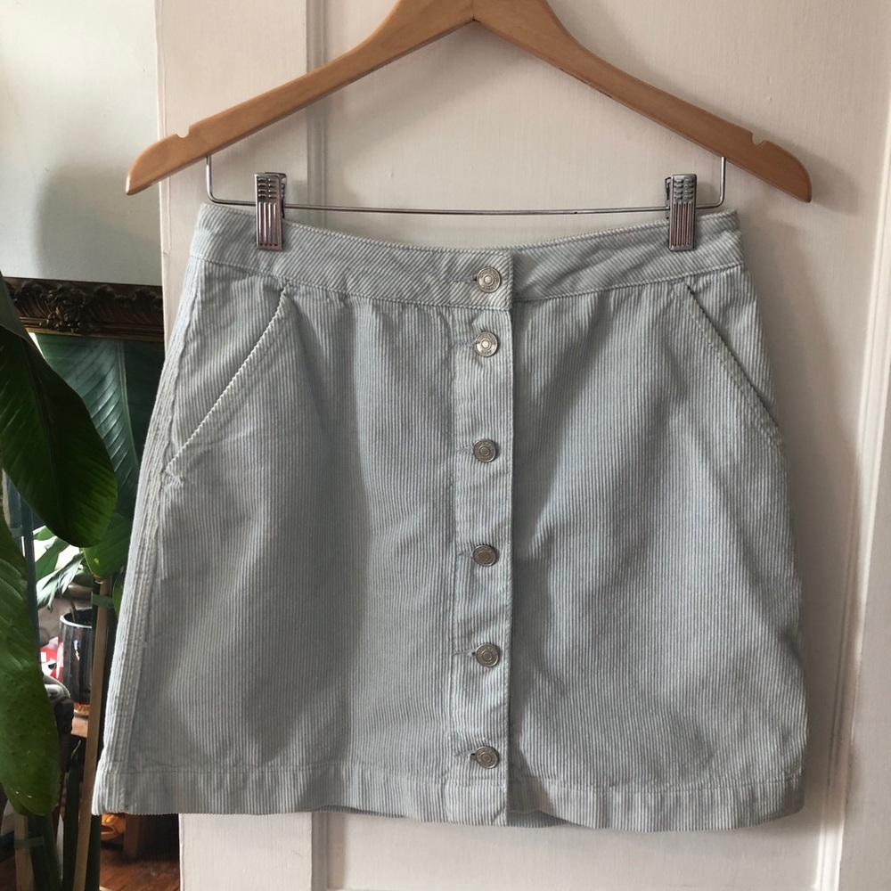 TopShop Pale Blue Corduroy Mini Skirt 28